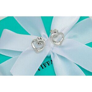 Tiffany & Co. Earrings Open Heart Elsa Peretti Silver Stud Earrings
